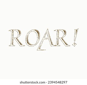 roar text with leopard texture on white background