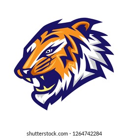 roar tiger head mascot illustration