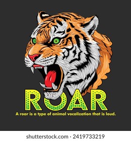 Roar Tiger Head Vector Mascot Logo and T shirt Design