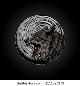 The roar wolf head design vector illustration