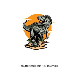 Roaring allosaurus dinosaur worlds illustration