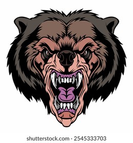 Roaring angry bear head mascot.	