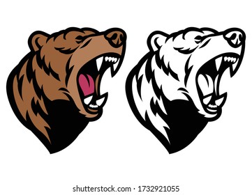 roaring angry grizzly bear mascot head