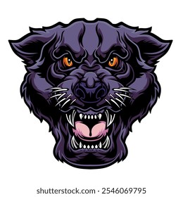 Roaring angry panther head mascot.	