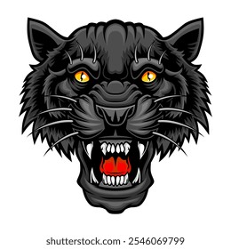 Roaring angry panther head mascot.	