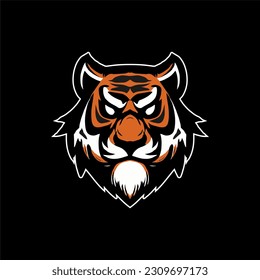 Roaring angry tiger head logo.