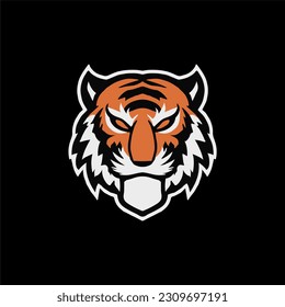 Roaring angry tiger head logo.