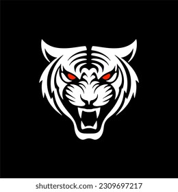 Roaring angry tiger head logo.