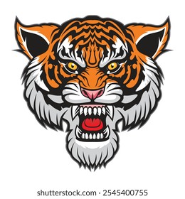 Roaring angry tiger head mascot.	