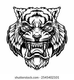 Roaring angry tiger head mascot