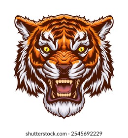 Roaring angry tiger head mascot.	