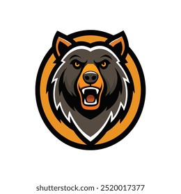 Urso rugindo círculo vetor logotipo