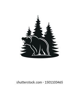 Roaring Bear Forest Minimal Logo Stock Vector (royalty Free) 1501103465