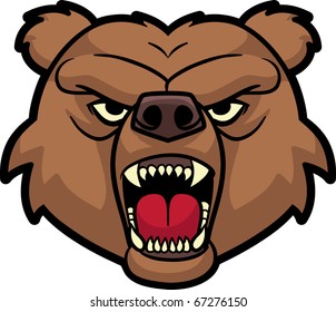 Roaring bear head. All in a single layer. No gradients