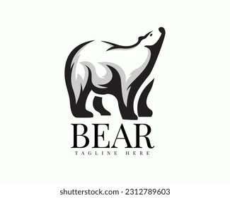 roaring bear head up art logo design template illustration inspiration