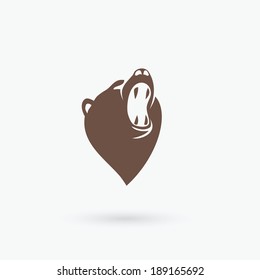 Roaring Bear Head - Vector Illustration