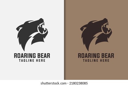 Roaring Bear Logo Design. Abstract Stylish Roaring Bear Silhouette Style Concept Illustration.