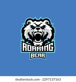 roaring bear logo esport team design gaming mascot