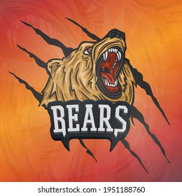 Roaring Bear Logo Team Electronic Sports Avatar. Bears Icon Wild Forest Animal Logotype Gamer Style.