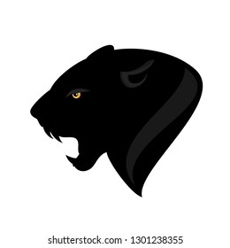 roaring black panther profile head - angry big cat vector design