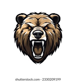 Roaring Brown bear mascot logo, E sport gaming team mascot logo, animal mascot emblem isolated