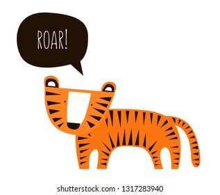 Roaring cute tiger
