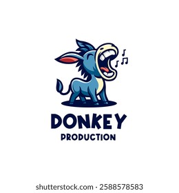 
Roaring Donkey With Note Music Symbol For Music Movie Reel Production Logo Design