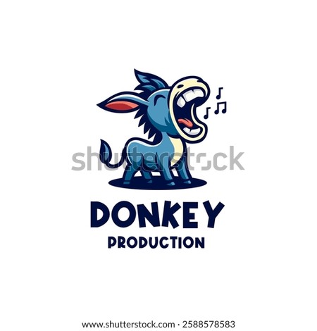 
Roaring Donkey With Note Music Symbol For Music Movie Reel Production Logo Design