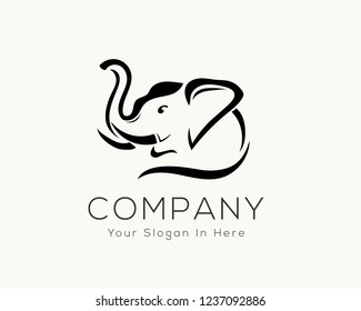 roaring elephant drawing art logo design inspiration