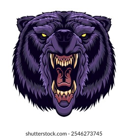 Roaring evil bear head mascot.	