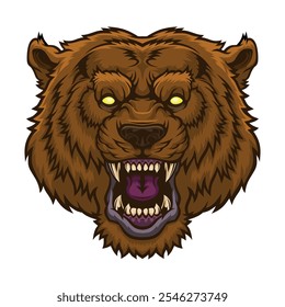 Roaring evil bear head mascot.	