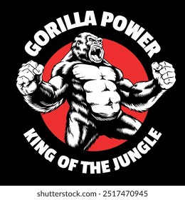 Roaring Gorilla Shirt Design Illustration