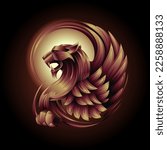 Roaring griffin profile portrait vector symbol