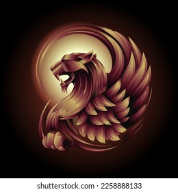 Roaring griffin profile portrait vector symbol