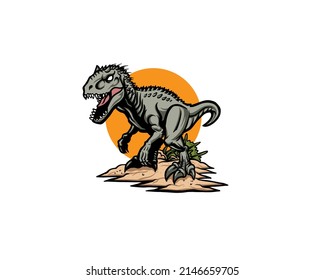 Roaring indominus rex dinosaur worlds illustration