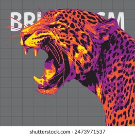 a roaring jaguar 4 vector color tones