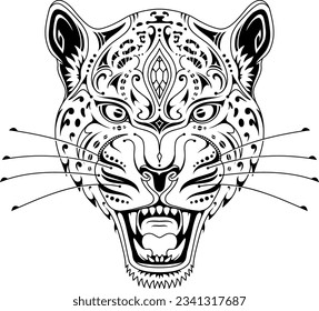 Cabeza jaguar ruidosa. Bien por el diseño de tatuajes y las impresiones de camisetas