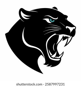 roaring jaguar head silhouette on white background