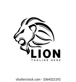 roaring line art head lion logo