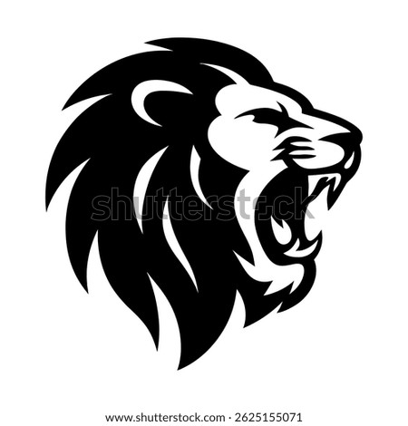 Roaring Lion in Bold Silhouette. vector: Ideal for use as a tattoo, icon, web graphic design, and infographic concepts."