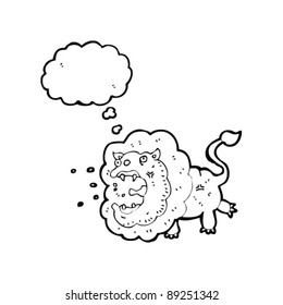 roaring lion cartoon with thought bubble