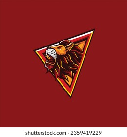 A roaring lion is composed of particles on gray background. Abstract vector animal background.Lion. Color, realistic portrait of a lion's head on a black background.The close up of lion's face is comp
