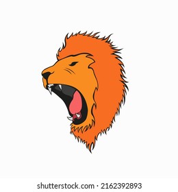 Roaring lion face mascot style logo design