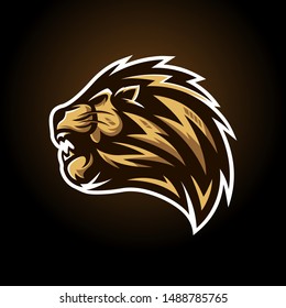 Roaring lion head logo mascot template