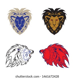 Roaring Lion Head Logo Vector Template Icon
