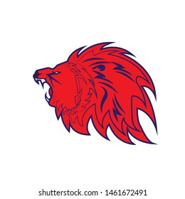 Roaring Lion Head Logo Vector Template Icon
