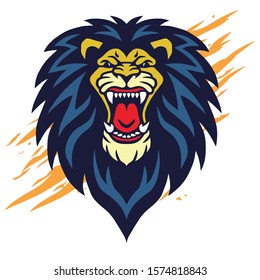 Roaring Lion Head Logo Vector Sports Mascot Design