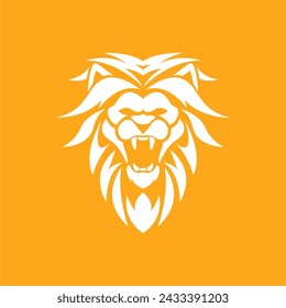 roaring lion head logo vector illustration design, simple and cool logo