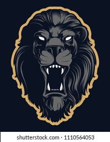 Roaring lion head mascot, colored version. Great for sports logos and team mascots.