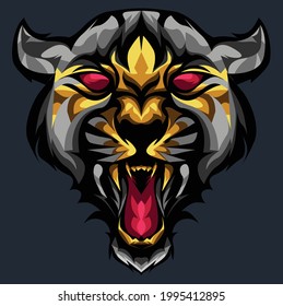 Roaring lion head mascot, colored version. Great for sports logos and team mascots